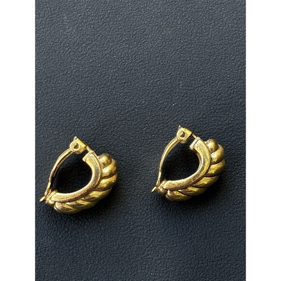 Vintage Oscar de la Renta Gold Rope Twist Clip On Earrings Signed Classic 1980s - Picture 2 of 8